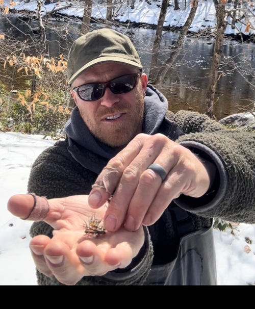 Winter fishing for trout on the Deerfield river